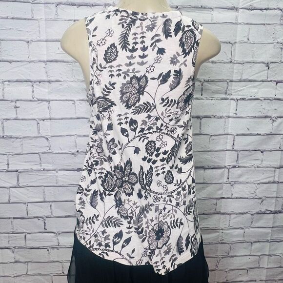 Maeve By Anthropologie Womens White Black Button Front Sleeveless Blouse Size XS - Picture 4 of 7